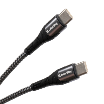 Дата кабель USB-C to USB-C 2.0m PD Fast Charging 65W 3A grey ColorWay (CW-CBPDCC039-GR) - фото 1 Дата кабель USB-C to USB-C 2.0m PD Fast Charging 65W 3A grey ColorWay (CW-CBPDCC039-GR) - фото 1