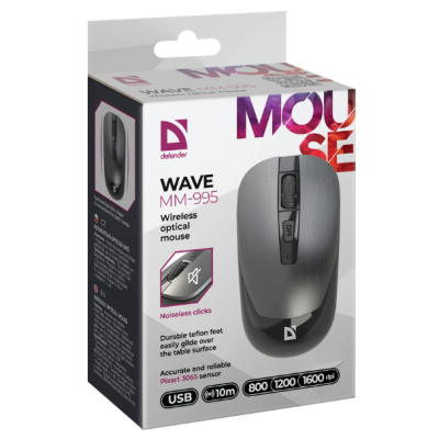 Мишка Defender Wave MM-995 Silent Wireless Grey (52993) - фото 5 Мишка Defender Wave MM-995 Silent Wireless Grey (52993) - фото 5