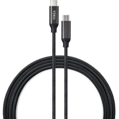 Дата кабель USB-C to USB-C 2.0m 100W E-Mark Chip Nylon Vinga (VCPCTC100BK2) - фото 1 Дата кабель USB-C to USB-C 2.0m 100W E-Mark Chip Nylon Vinga (VCPCTC100BK2) - фото 1