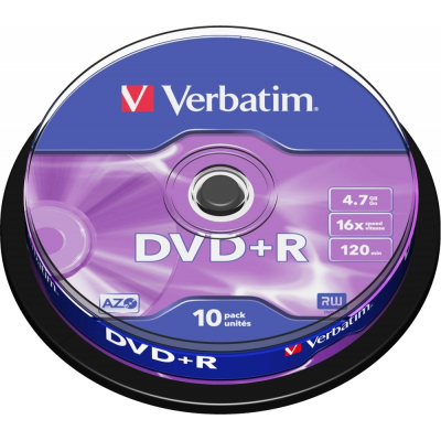 Диск DVD Verbatim 4.7Gb 16X CakeBox 10шт Silver (43498) - фото 1 Диск DVD Verbatim 4.7Gb 16X CakeBox 10шт Silver (43498) - фото 1