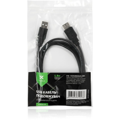 Дата кабель USB 2.0 AM/AF 3.0m Vinga (VCPUSBAMAF3BK) - фото 4 Дата кабель USB 2.0 AM/AF 3.0m Vinga (VCPUSBAMAF3BK) - фото 4