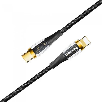 Дата кабель USB-C to Lightning 1.2m 3A 27W black ColorWay (CW-CBPDCL057-BK) - фото 1 Дата кабель USB-C to Lightning 1.2m 3A 27W black ColorWay (CW-CBPDCL057-BK) - фото 1