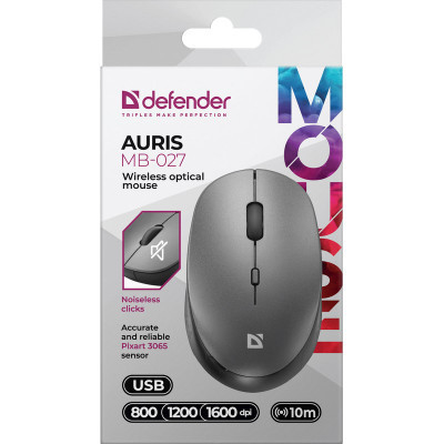 Мишка Defender Auris MB-027 Silent Wireless Grey (52029) - фото 6 Мишка Defender Auris MB-027 Silent Wireless Grey (52029) - фото 6