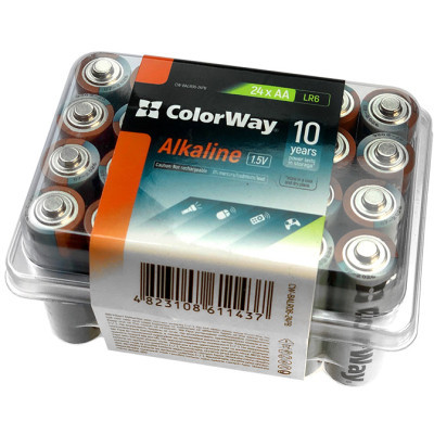 Батарейка ColorWay AA LR6 Alkaline Power (лужні) * 24 plastic box (CW-BALR06-24PB) - фото 1 Батарейка ColorWay AA LR6 Alkaline Power (лужні) * 24 plastic box (CW-BALR06-24PB) - фото 1