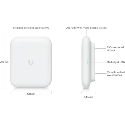 Точка доступу Wi-Fi Ubiquiti UniFi 7 Outdoor (U7-Outdoor) - фото 12 Точка доступу Wi-Fi Ubiquiti UniFi 7 Outdoor (U7-Outdoor) - фото 12