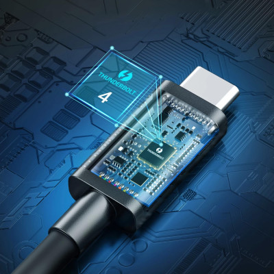 Дата кабель USB-С to USB-С 0.8m Thunderbolt4 40Gbps Power Delivery 100W 8K60Hz Choetech (A3010-BK) - фото 2 Дата кабель USB-С to USB-С 0.8m Thunderbolt4 40Gbps Power Delivery 100W 8K60Hz Choetech (A3010-BK) - фото 2