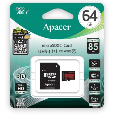 Карта пам'яті Apacer 64GB microSDXC class 10 UHS-I U1 (AP64GMCSX10U5-R) - фото 3 Карта пам'яті Apacer 64GB microSDXC class 10 UHS-I U1 (AP64GMCSX10U5-R) - фото 3