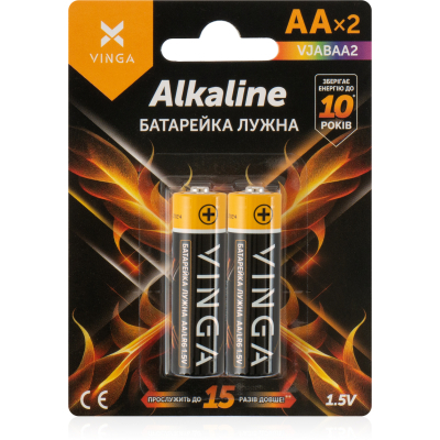 Батарейка AA LR6 Alkaline 2pcs Blister Vinga (VJABAA2) - фото 1 Батарейка AA LR6 Alkaline 2pcs Blister Vinga (VJABAA2) - фото 1