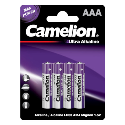 Батарейка Camelion AAA LR03 Ultra Alkaline * 4 (LR03-BP4UT) - фото 1 Батарейка Camelion AAA LR03 Ultra Alkaline * 4 (LR03-BP4UT) - фото 1