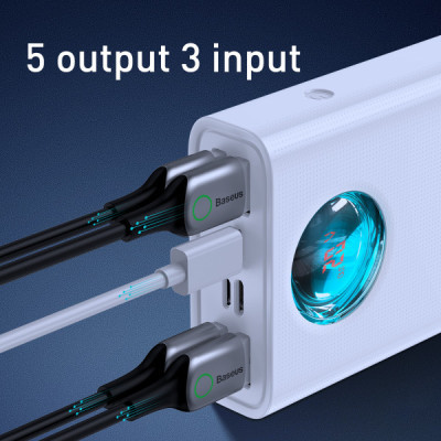 Батарея універсальна Baseus Amblight 30000mAh 65W, 6A, QC3.0, PD3.0, cable Type-C/100W (PPLG-A02) - фото 12 Батарея універсальна Baseus Amblight 30000mAh 65W, 6A, QC3.0, PD3.0, cable Type-C/100W (PPLG-A02) - фото 12