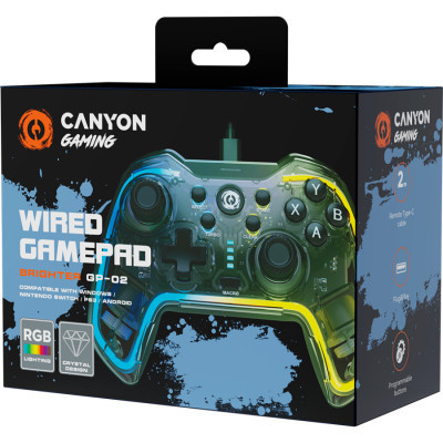 Геймпад Canyon Brighter GP-02 Wired RGB 4in1 PS3/Android BOX-TV/Nintendo Crystal (CND-GP02) - фото 2 Геймпад Canyon Brighter GP-02 Wired RGB 4in1 PS3/Android BOX-TV/Nintendo Crystal (CND-GP02) - фото 2