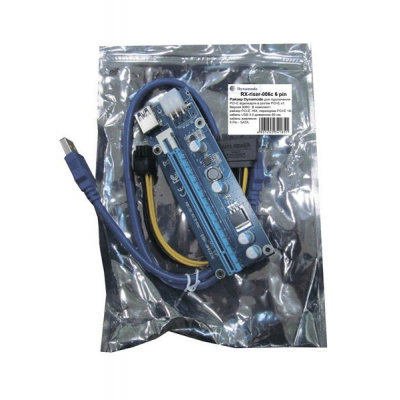 Райзер PCI-E x1 to 16x 60cm USB 3.0 Cable SATA to 6Pin Power v.006C Dynamode (RX-riser-006c 6 pin) - фото 6 Райзер PCI-E x1 to 16x 60cm USB 3.0 Cable SATA to 6Pin Power v.006C Dynamode (RX-riser-006c 6 pin) - фото 6