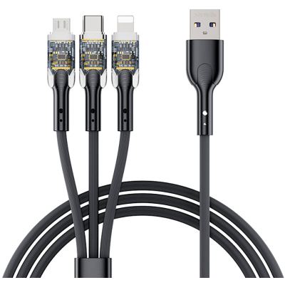 Дата кабель USB 2.0 AM to Lightning + Micro 5P + Type-C PD-B94th Black Proda (PD-B94th-BK) - фото 1 Дата кабель USB 2.0 AM to Lightning + Micro 5P + Type-C PD-B94th Black Proda (PD-B94th-BK) - фото 1