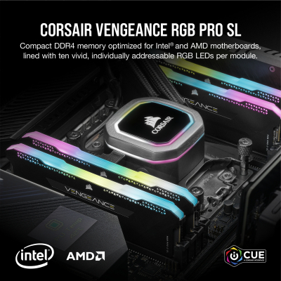 Модуль пам'яті для комп'ютера DDR4 32GB (2x16GB) 3600 MHz Vengeance RGB PRO SL Black Corsair (CMH32GX4M2D3600C18) - фото 2 Модуль пам'яті для комп'ютера DDR4 32GB (2x16GB) 3600 MHz Vengeance RGB PRO SL Black Corsair (CMH32GX4M2D3600C18) - фото 2