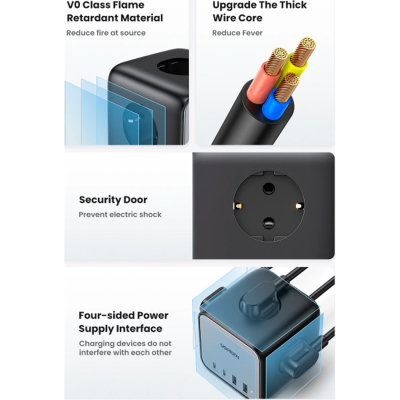 Зарядний пристрій Ugreen 4xUSB 65W DigiNest Cube (2хUSB-C+2xUSB-A) CD268 (60113) - фото 11 Зарядний пристрій Ugreen 4xUSB 65W DigiNest Cube (2хUSB-C+2xUSB-A) CD268 (60113) - фото 11