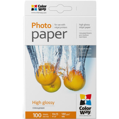 Фотопапір ColorWay 10x15 180г glossy, 100с (PG1801004R) - фото 1 Фотопапір ColorWay 10x15 180г glossy, 100с (PG1801004R) - фото 1