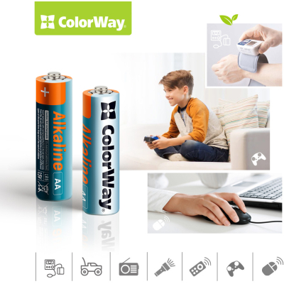 Батарейка ColorWay AA LR6 Alkaline Power (лужні) * 2 blister (CW-BALR06-2BL) - фото 3 Батарейка ColorWay AA LR6 Alkaline Power (лужні) * 2 blister (CW-BALR06-2BL) - фото 3