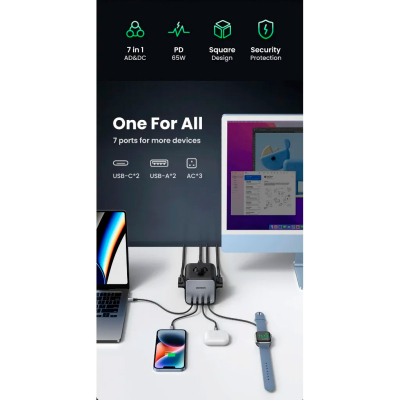 Зарядний пристрій Ugreen 4xUSB 65W DigiNest Cube (2хUSB-C+2xUSB-A) CD268 (60113) - фото 4 Зарядний пристрій Ugreen 4xUSB 65W DigiNest Cube (2хUSB-C+2xUSB-A) CD268 (60113) - фото 4