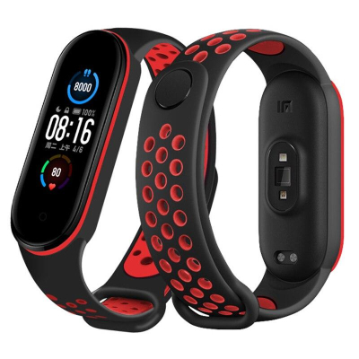 Ремінець до фітнес браслета BeCover Nike Style для Xiaomi Mi Smart Band 5 Black-Red (705153) - фото 1 Ремінець до фітнес браслета BeCover Nike Style для Xiaomi Mi Smart Band 5 Black-Red (705153) - фото 1