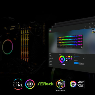 Модуль пам'яті для комп'ютера DDR4 16GB (2x8GB) 3600 MHz Fury Renegade RGB Kingston Fury (ex.HyperX) (KF436C16RBAK2/16) - фото 5 Модуль пам'яті для комп'ютера DDR4 16GB (2x8GB) 3600 MHz Fury Renegade RGB Kingston Fury (ex.HyperX) (KF436C16RBAK2/16) - фото 5