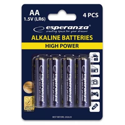 Батарейка Esperanza AA LR6 Alkaline * 4 (EZB101) - фото 2 Батарейка Esperanza AA LR6 Alkaline * 4 (EZB101) - фото 2