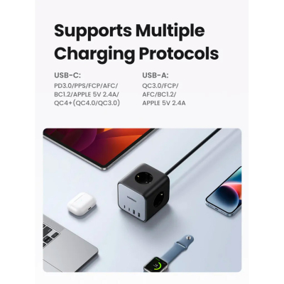 Зарядний пристрій Ugreen 4xUSB 65W DigiNest Cube (2хUSB-C+2xUSB-A) CD268 (60113) - фото 7 Зарядний пристрій Ugreen 4xUSB 65W DigiNest Cube (2хUSB-C+2xUSB-A) CD268 (60113) - фото 7