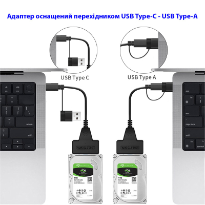 Адаптер USB3.0 Type-A/C HDD 2,5" SATA II/III / SSD Dynamode (DM-AD-SATA-U3) - фото 4 Адаптер USB3.0 Type-A/C HDD 2,5" SATA II/III / SSD Dynamode (DM-AD-SATA-U3) - фото 4