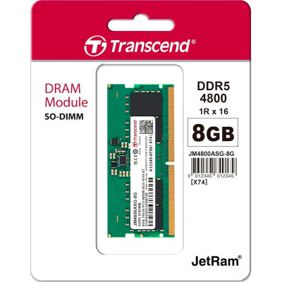 Модуль пам'яті для ноутбука SoDIMM DDR5 8GB 4800 MHz JetRam Transcend (JM4800ASG-8G) - фото 2 Модуль пам'яті для ноутбука SoDIMM DDR5 8GB 4800 MHz JetRam Transcend (JM4800ASG-8G) - фото 2
