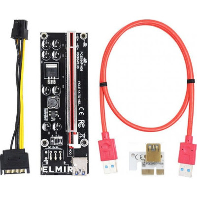 Райзер Dynamode PCI-E x1 to 16x 60cm USB 3.0 Red Cable SATA to 6Pin Power v. (RX-riser 009S Plus) - фото 1 Райзер Dynamode PCI-E x1 to 16x 60cm USB 3.0 Red Cable SATA to 6Pin Power v. (RX-riser 009S Plus) - фото 1