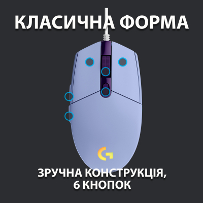 Мишка Logitech G102 Lightsync Lilac (910-005854) - фото 4 Мишка Logitech G102 Lightsync Lilac (910-005854) - фото 4