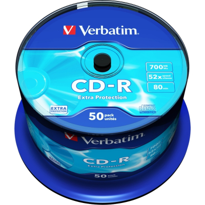 Диск CD Verbatim CD-R 700Mb 52x Cake box 50 Extra (43351) - фото 1 Диск CD Verbatim CD-R 700Mb 52x Cake box 50 Extra (43351) - фото 1