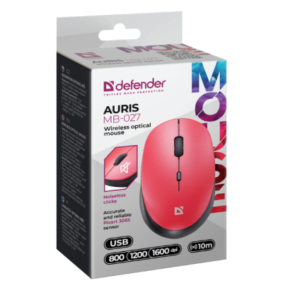 Мишка Defender Auris MB-027 Silent Wireless Red (52026) - фото 4 Мишка Defender Auris MB-027 Silent Wireless Red (52026) - фото 4