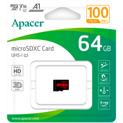 Карта пам'яті Apacer 64GB microSD class 10 UHS-I V10 A1 (AP64GMCSX10UB-RA) - фото 2 Карта пам'яті Apacer 64GB microSD class 10 UHS-I V10 A1 (AP64GMCSX10UB-RA) - фото 2