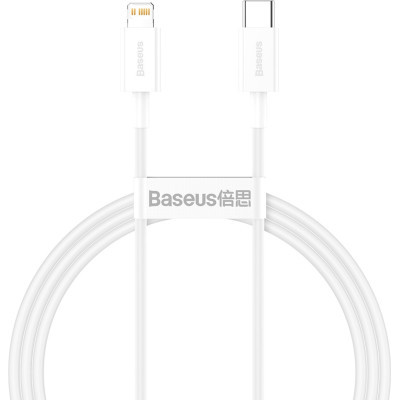 Дата кабель USB-C to Lightning 1.0m 20W Superior Series White Baseus (CATLYS-A02) - фото 1 Дата кабель USB-C to Lightning 1.0m 20W Superior Series White Baseus (CATLYS-A02) - фото 1