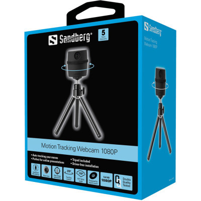 Веб-камера Sandberg Motion Tracking Webcam 1080P + Tripod Black (134-27) - фото 4 Веб-камера Sandberg Motion Tracking Webcam 1080P + Tripod Black (134-27) - фото 4