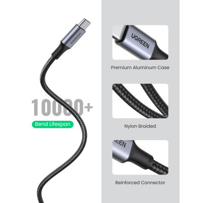 Дата кабель USB-C to USB-C 3.0m 5A 100W US316 Black Ugreen (90120) - фото 6 Дата кабель USB-C to USB-C 3.0m 5A 100W US316 Black Ugreen (90120) - фото 6