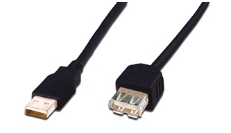 Digitus Кабель USB-A (M/F) заряджання/синхронізації, 3м, чорний