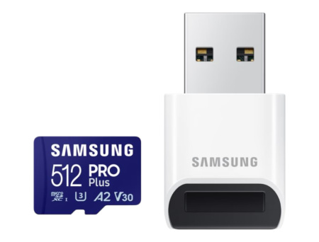 Карта пам'яті Samsung microSDXC    512GB C10 UHS-I R180MB/s PRO Plus + SD - фото 1