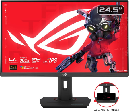 ASUS Монітор 24.5" ROG Strix XG259QNS 2xHDMI, DP, 2xUSB, Audio, IPS, 380Hz, 0.3ms, sRGB 110%, AdaptiveSync, Pivot, HDR400 - фото 2