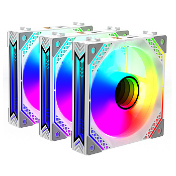 2E Gaming Корпусний вентилятор Air Cool ACF120MB-ARGB, 3x120мм, 2000rpm, 4pin PWM +5VARGB, 20.5dBa, білий