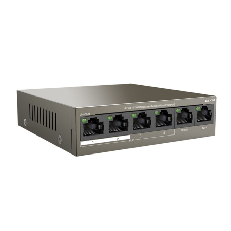 Комутатор TENDA TEF1106P-4-63W 4xFE PoE, 2xFE Uplink - фото 2 Комутатор TENDA TEF1106P-4-63W 4xFE PoE, 2xFE Uplink - фото 2