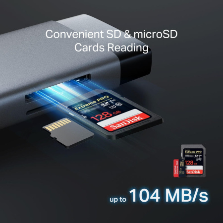 Хаб USB TP-LINK UH9120C USB-C > 3xUSB3.0/1xUSB-C/xHDMI/1xRJ45/1xSD/1xmicroSD/1xPD 100Wh - фото 8