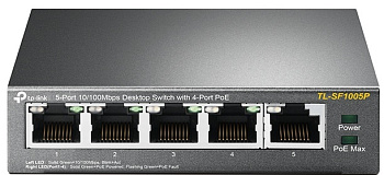 Комутатор TP-LINK TL-SF1005P 5xFE (4xPoE), 56Вт, Некерований
