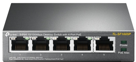 Комутатор TP-LINK TL-SF1005P 5xFE (4xPoE), 56Вт, Некерований - фото 1 Комутатор TP-LINK TL-SF1005P 5xFE (4xPoE), 56Вт, Некерований - фото 1