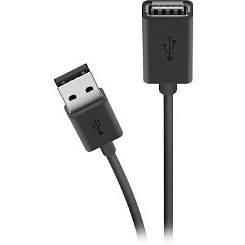 Кабель USB-A > USB-AF заряджання/синхронізації Belkin 3м, чорний