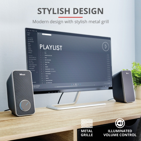 Акустична система Trust Arys 2.0, 14Вт, USB/AUX, чорний - фото 7