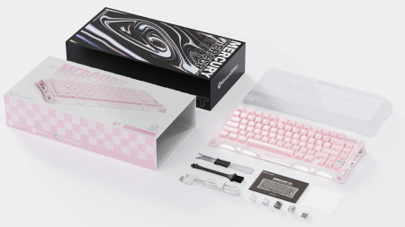 Клавіатура механічна GravaStar Mercury K1 80keys, GravaStar x Kailh Cheery Pink, EN, BT/WL/USB, Sakura Pink - фото 2