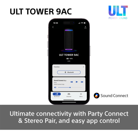 Акустична система Sony ULT TOWER 9AC 2.0, BT 5.3, LED, Party Connect, SBC, AAC, LDAC - фото 23