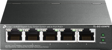 TP-Link Комутатор TL-SG105MPE 5xGE (4xPoE), 120Вт, WebSmart - фото 1