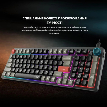 Клавіатура мембранна MSI FORGE GK110 UA 98key, USB-A, EN/UKR/RU, LED, чорний - фото 2